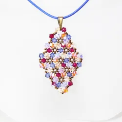 Pendant 40cm - Terence Rhombus M-Lavender Leather - Pendant 40cm - Laiton bronze